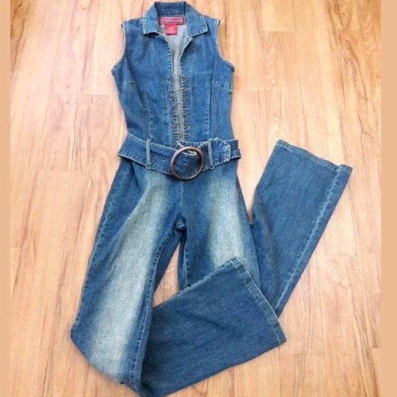sleeveless jean jumpsuit